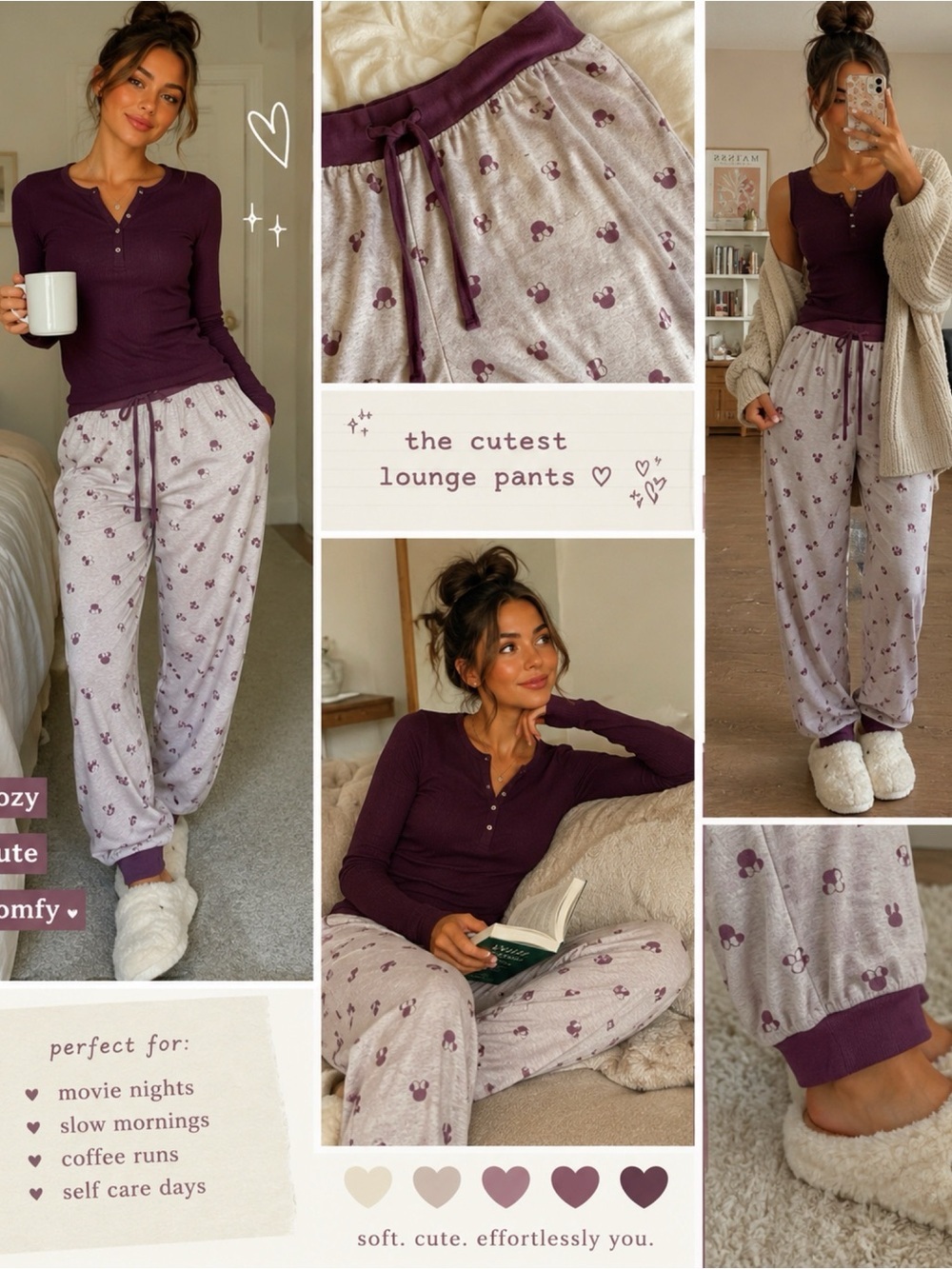 DISNEY Purple Minnie Mouse Print Lounge Pants
